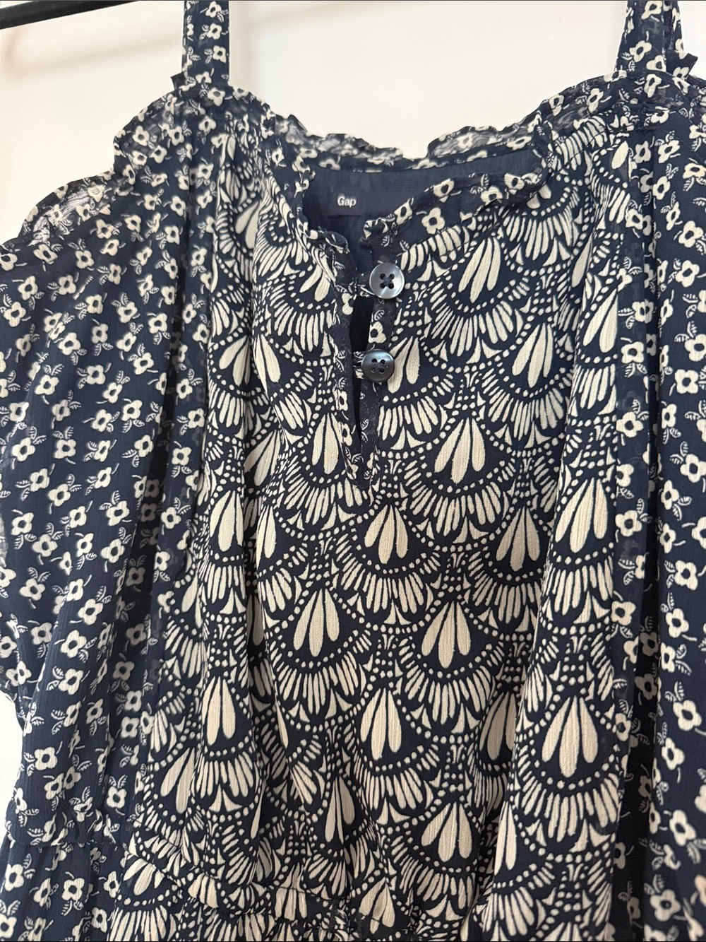 GAP Navy Floral Maxi Dress with Spaghetti Straps - Picture 2 of 2